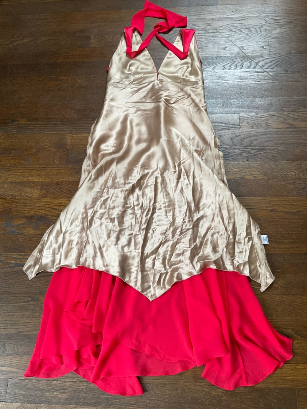 BCBGMAXAZRIA Pure Silk Halter Dress Red Y2K Glam Cocktail Evening Dress 10P - Picture 16 of 16